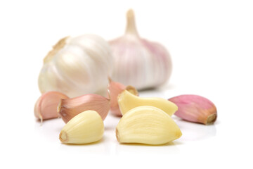 fresh garlic isolated on white background 