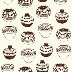African pot seamless vector pattern