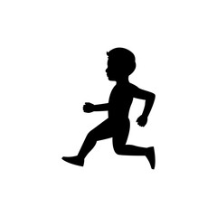 Fototapeta na wymiar black silhouette design with isolated white background of boy running
