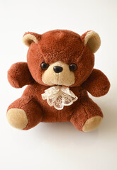 brown teddy bear on white background. children's soft toy.