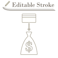Credit Card With Arrow To Money Bag Icon