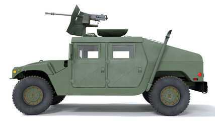 US Military armored all terrain vehicle HMMWV. 3d rendering. Isolated background.
