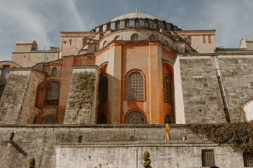 Istanbul, Turkey - 01 February 2021: the view on Hagia Sophia Museum in Istanbul