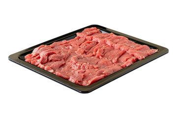 Raw vertically cut meat isolated on white background
