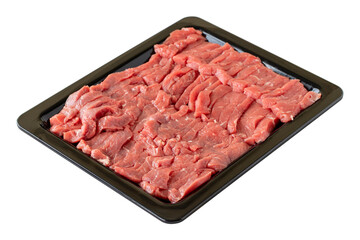 Raw vertically cut meat isolated on white background