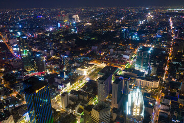 Fototapeta premium Beautiful night city, cityscape of Ho Chi Minh city, Vietnam