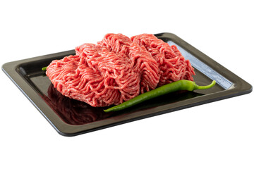 Raw Lean ground beef isolated on white background