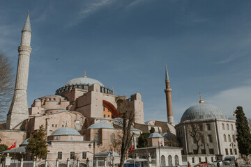 Fototapeta na wymiar Istanbul, Turkey - 01 February 2021: the view on Hagia Sophia Museum in Istanbul