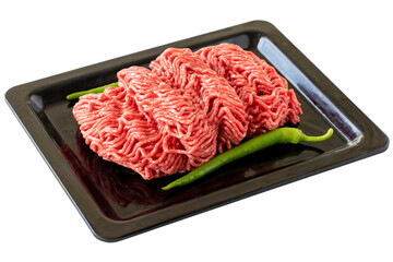 Raw Lean ground beef isolated on white background