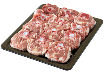 Raw neck of lamb boned meat isolated on white background