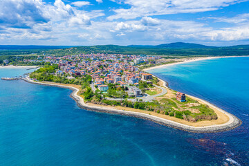 Aerial view of Bulgarian seaside town Primorsko