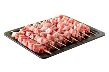 Raw boneless lamb back meat isolated on white background