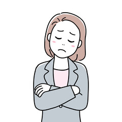 A facial expression of a woman in suit (Thinking)