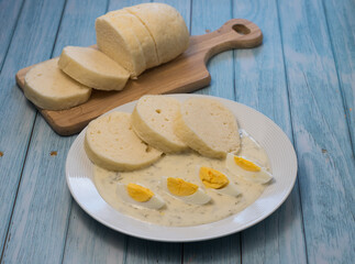 traditional Czech dill sauce with dumplings, Czech austrian cuisine