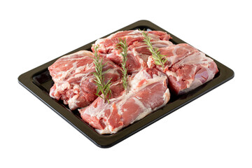 Raw fresh lamb meat isolated on white background