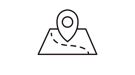 Map Icon. Vector Isolated Black and White Illustration of a Map