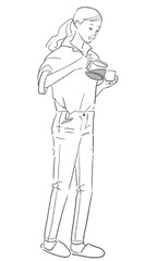 Female vector pouring coffee into a cup