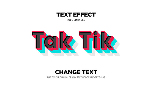 Tik Tok Text Effect Mockup /full Editable Text
