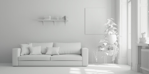 Sofa im Wohnzimmer weiß in weiß als Interior Design
