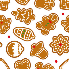 Gingerbread Christmas seamless pattern. Gingerbread pattern. Vector illustration