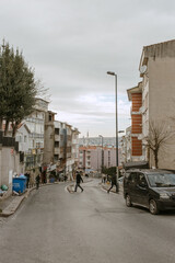 Istanbul, Turkey - 02 February 2021: the view on Istanbul streets in the pandemic time