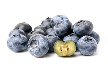 blueberries on a white background