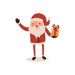Santa claus on white background. Vector illustration for retro christmas card