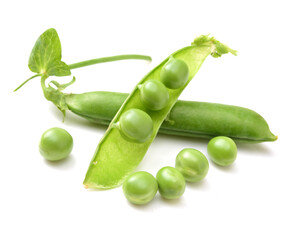 Fresh peas isolated on white background