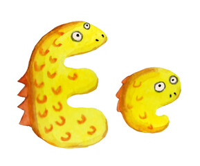 cartoon monster alphabet funny colorful doodle crazy font character illustration watercolor