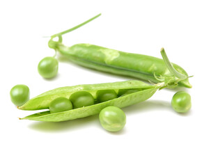 Fresh peas isolated on white background