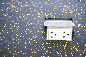Modern Australia double power outlet on Black wall