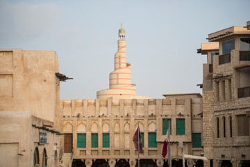 Architecture details of traditional arabian market Souq Waqif in Doha City in Qatar