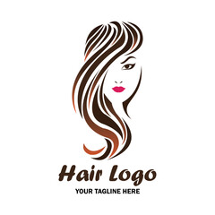 woman hair logo with text space for your slogan or tagline, vector illustration
