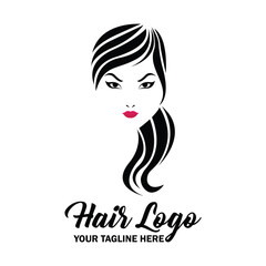 woman hair logo with text space for your slogan or tagline, vector illustration