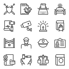 Fototapeta premium Pack of Justice Linear Icons