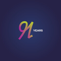 91 years of anniversary celebration logo design 