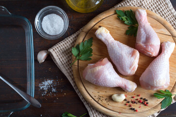 Raw fresh chicken legs - 414685346