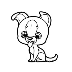 Cute cartoon little puppy outline for coloring on a white background
