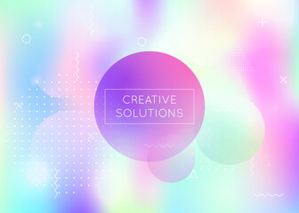 Bauhaus background with liquid shapes. Dynamic holographic fluid with gradient memphis elements.