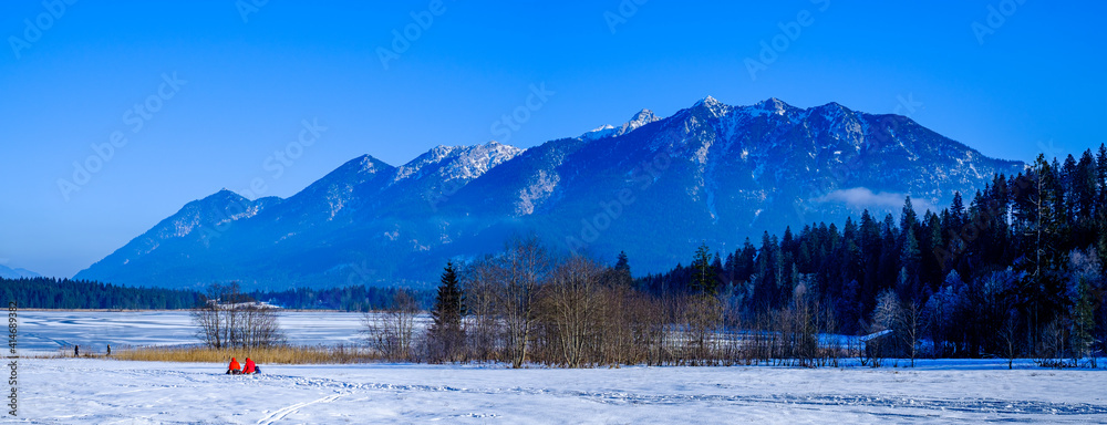 Wall mural Karwendel and Wetterstein Mountains at Wallgau - Bavaria