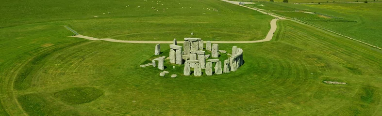 Peel and stick wall murals Green Banner - Aerial view of Stonehenge on a sunny day in summer with no people around. This is a historic site with a ring of standing stones, it was believed to be a burial site.