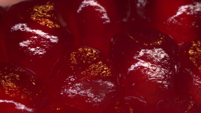 Macro view of Pomegranate seeds.