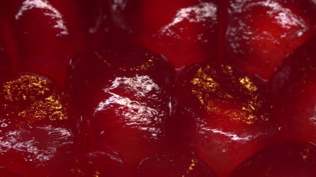 Macro view of Pomegranate seeds.