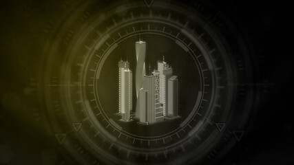 stroked city district rendered, cg industry 3d illustration