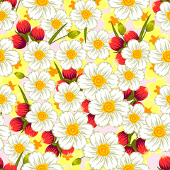 Seamless pattern of delicate colors flowers , for decoration of textiles, covers and other surfaces, festive spring design. Vector