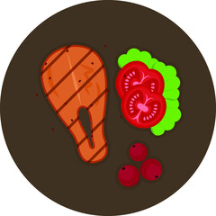 Salmon Steak food flat design