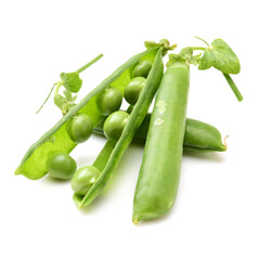 Fresh peas isolated on white background 