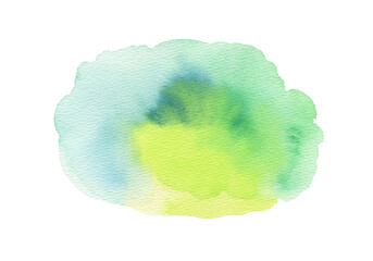 Yellow-green watercolor pot. Abstract background, hand-painted texture. Abstract isolated colorful watercolor stain.Design covers and packaging..