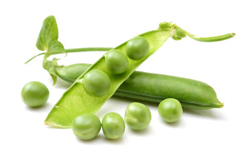 Fresh peas isolated on white background 