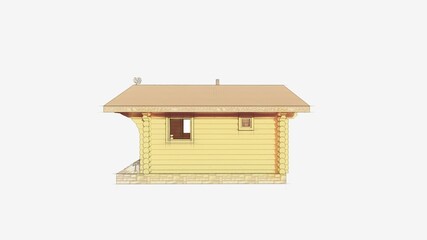 color 3d reender in the style of watercolors of a small house-bath on an isolated white background. Side view